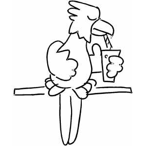 Drinking Eagle Kid Coloring Sheet 