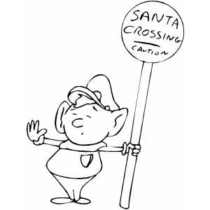 Caution Santa Crossing Sign Coloring Sheet 