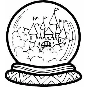 Castle In Crystal Ball Coloring Sheet 