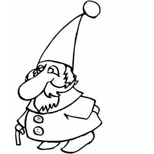 Gnome With Stick Coloring Sheet 