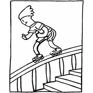 Roller Skating On Stairs Coloring Sheet 