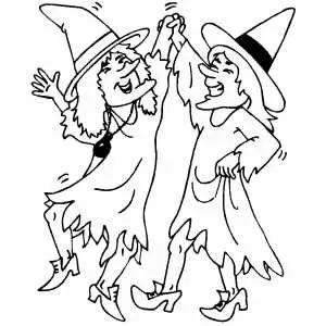 Dancing Witches Coloring Sheet 
