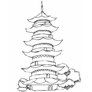 Big Pagoda Coloring Sheet 
