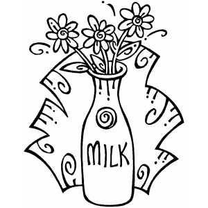 Flowers In Milk Jug Coloring Sheet 