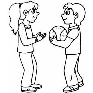 Kids With Basketball Coloring Sheet 