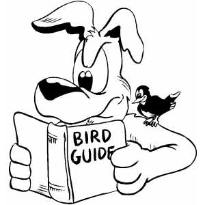Dog Reading Bird Guide Coloring Sheet 