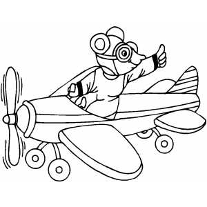 Mouse Pilot On The Plane Coloring Sheet 