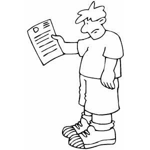 Boy With Results Paper Coloring Sheet 