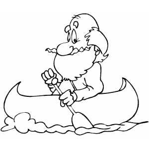 Old Man Rowing A Canoe Coloring Sheet 