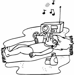 Sunbathing With Music Coloring Sheet 