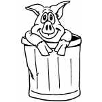 Pig In Trash Can
