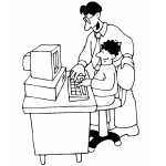 Teacher And Student Working On Computer