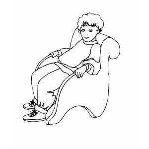 Boy Sitting In Chair Coloring Sheet 
