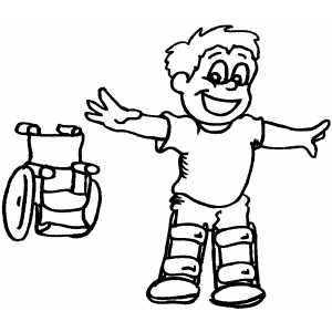 Boy Standing Over Wheelchair Coloring Sheet 