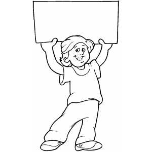 Boy with Sign 2 Coloring Sheet 