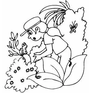 Girl And Frog Coloring Sheet 