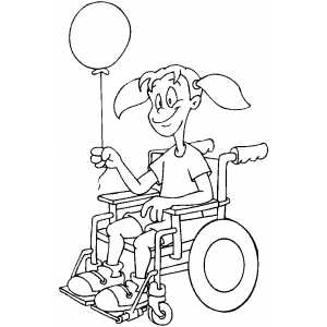 Girl In Wheelchair With Balloon Coloring Sheet 