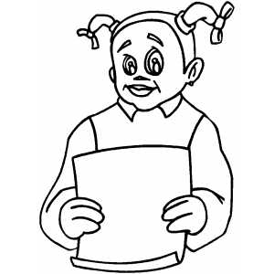 Girl With Drawing Coloring Sheet 