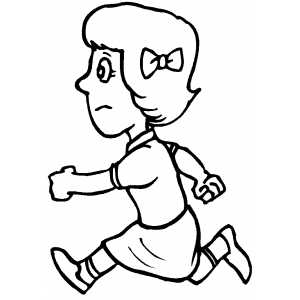 Running Girl With Bow Coloring Sheet 