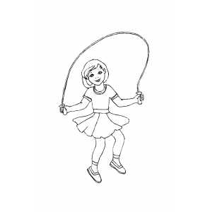 Smiling Girl Jumping Rope Coloring Sheet 