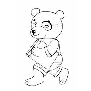 Bear Kid With Book Coloring Sheet 
