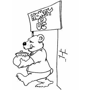 Bear With Honey Coloring Sheet 