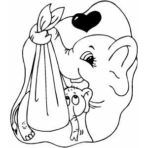 Elephant With Baby Coloring Sheet 