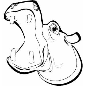Hippo Head With Open Mouth Coloring Sheet 