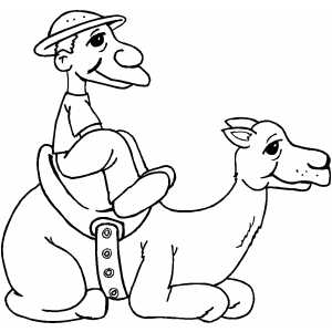 Man Sitting On Camel Coloring Sheet 