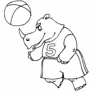 Rhino And Beach Ball Coloring Sheet 