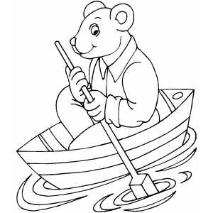 Rowing Bear Coloring Sheet 