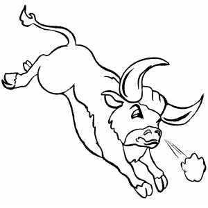 Running Angry Bull Coloring Sheet 