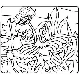 Bird Flying Over The Water Coloring Sheet 