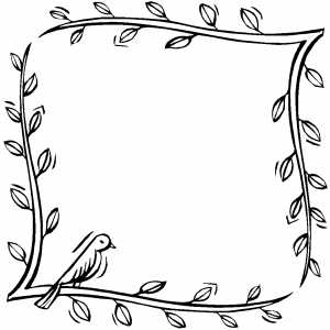 Bird On Frame From Branches Coloring Sheet 