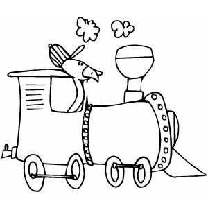 Duck In Train Coloring Sheet 