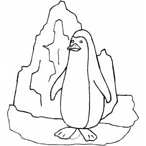 Penguin Among Mountains Coloring Sheet 