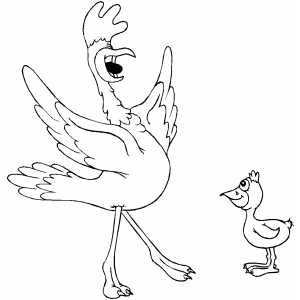 Rooster And Chick Coloring Sheet 