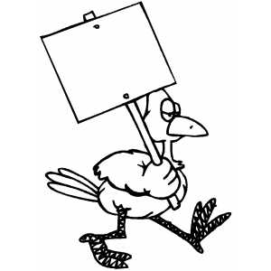 Serious Duck With Sign Coloring Sheet 