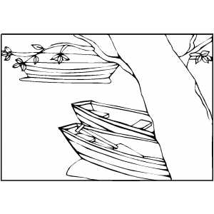 Boats On River Coloring Sheet 