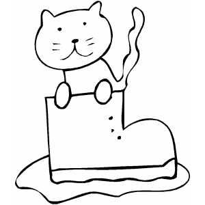 Cat In Boot Coloring Sheet 