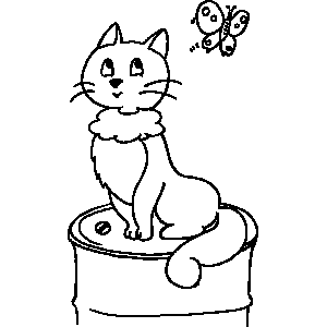 Cat and Butterfly Coloring Sheet 