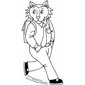 Walking Cat With Bag Coloring Sheet 