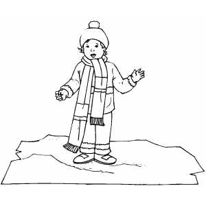 Boy In Snow Coloring Sheet 