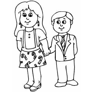 Kids In Holiday Clothes Coloring Sheet 