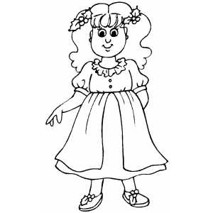 Little Girl In Christmas Dress Coloring Sheet 