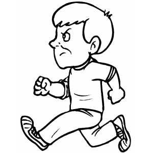 Angry Running Boy Coloring Sheet 