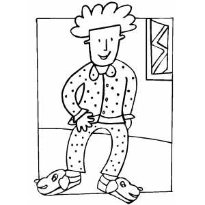 Boy In Pajamas And Sleepers Coloring Sheet 