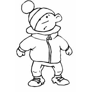 Boy Wearing Jacket Coloring Sheet 