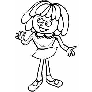 Girl Waving Coloring Sheet 