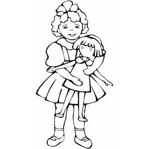 Girl With Doll Coloring Sheet 